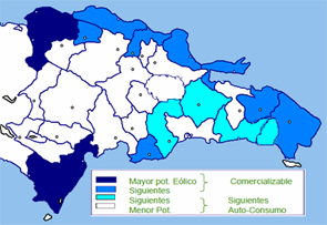 mapa de los lugares con mayor potencial de vientos