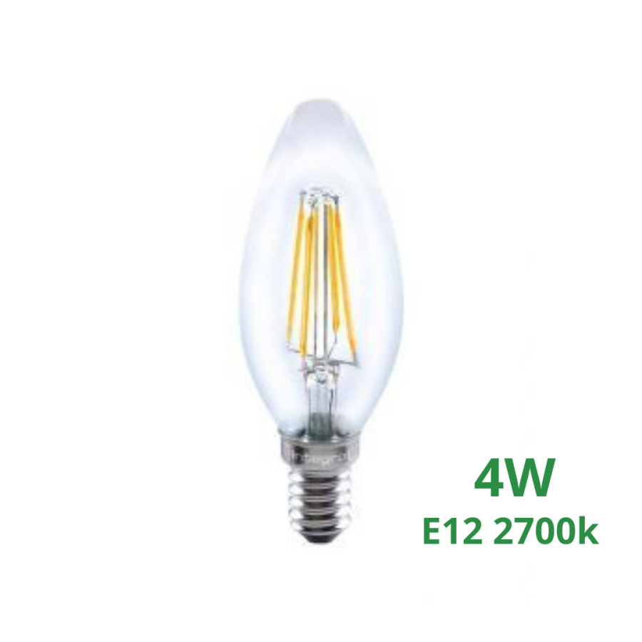 Vela Led Filamento 4W E12  2700k COD1902