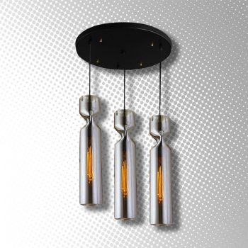 LAMPARA DECORATIVA 3 FOCOS E27 COLGANTE COLOR HUMO