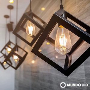 Lampara Mundo LED minimalista cubo negro