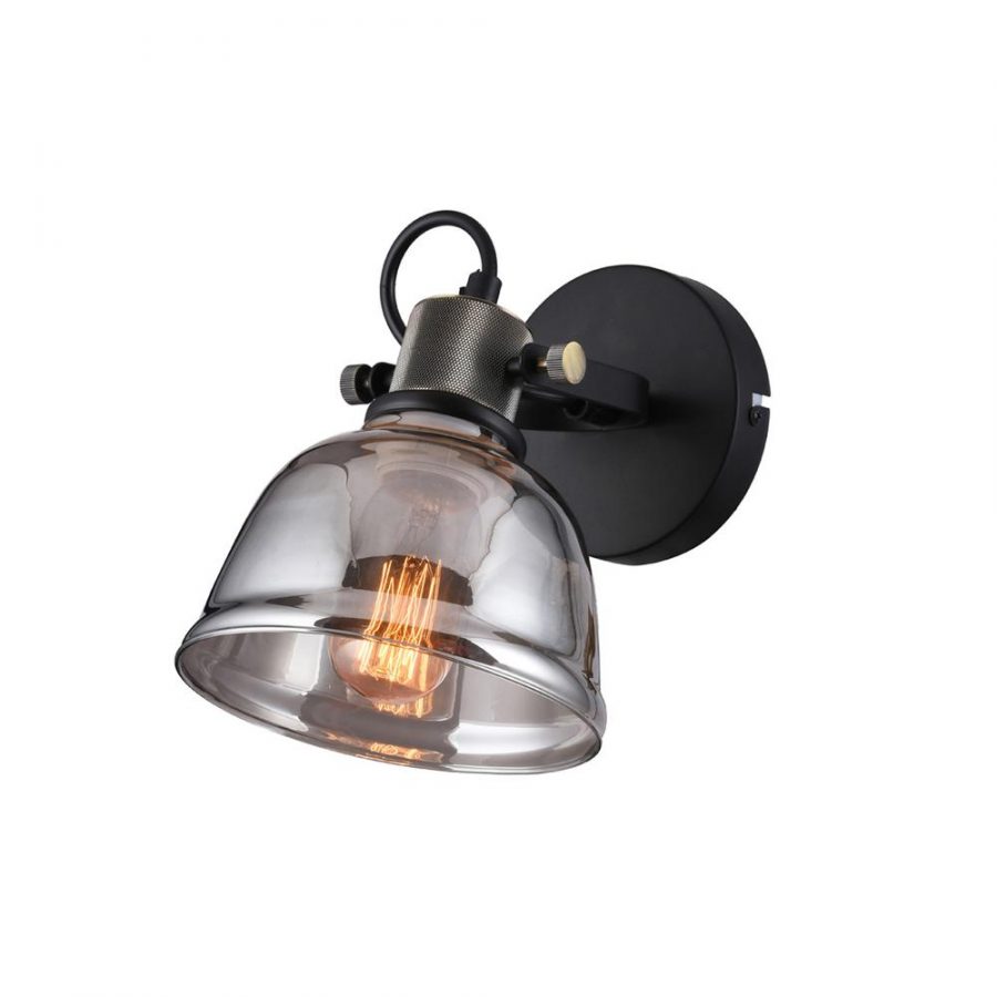 APLIQUE DE PARED TIPO CAMPANA NEGRO CON MAMPARA SMOKE  Cod. 3520