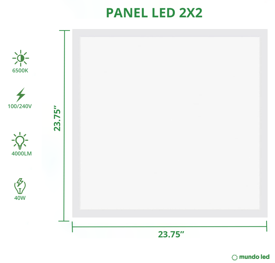 PANEL LED 2X2 40W CERTIFICACIÓN UL LUZ BLANCA 6500K 100/277V 4000LM IP20 COD. 3040