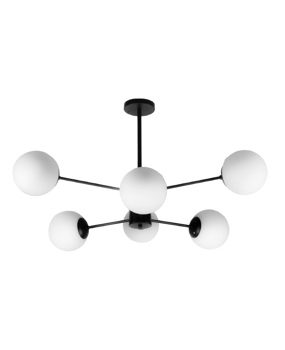 LÁMPARA DECORATIVA TECHO NEGRA 6 GLOBOS BLANCOS E27 96CM*96CM*52CM COD. 3426