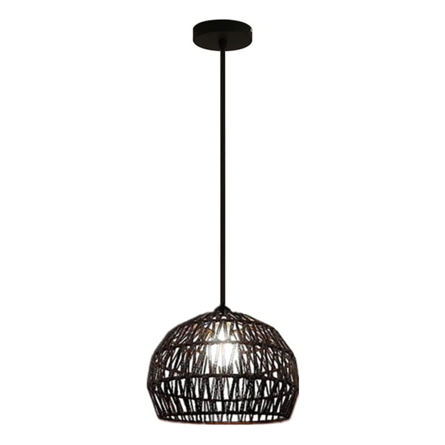 LÁMPARA DECORATIVA DE RATTAN OSCURO E27 20CM*20CM*190MM COD. 3433