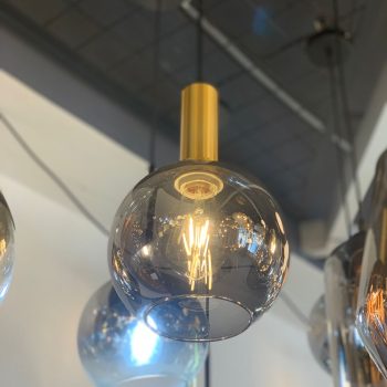 LAMPARA DEC DE CRISTAL BLACK SMOKE TIPO CONO E27 COD. 4313