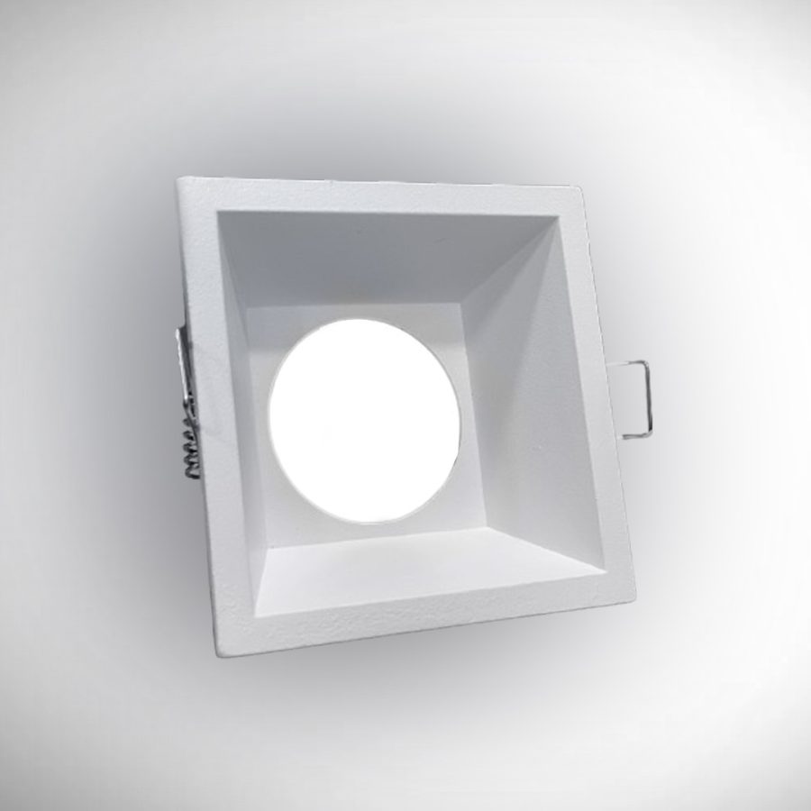 BASE PARA DICROICA FIJA ALU BLANCO MATE SIMPLE CUADRAD IP20 cod. 2748