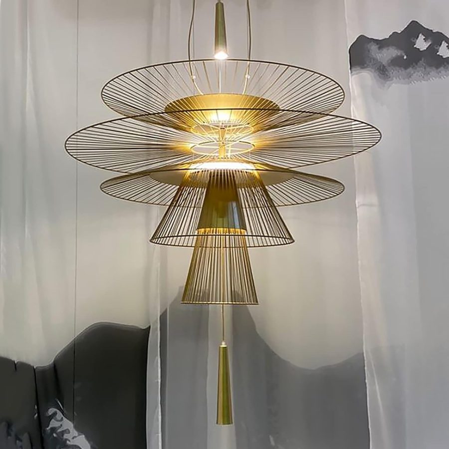 LÁMPARA DEC 3 AROS DE BICICLETA DORADO  LED INTEGRADO  3000K  COD. 4356