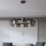 LÁMPARA DEC CANDELABRO 6 CRISTALES BLACK SMOKE  COD. 4367