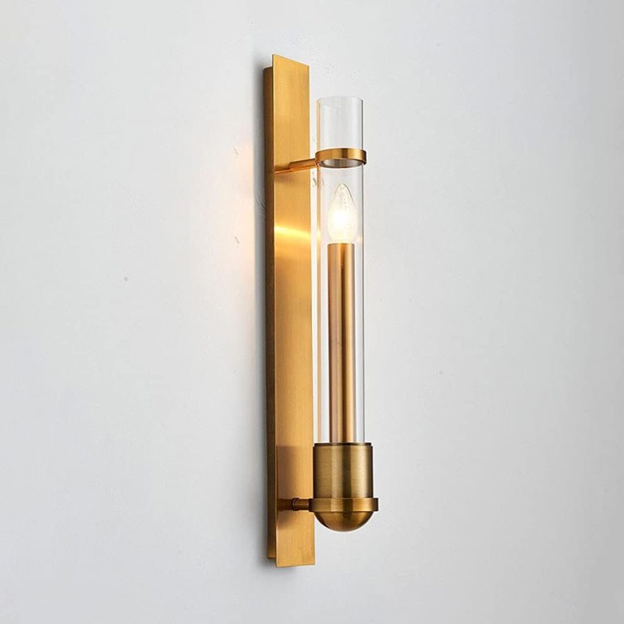 APLIQUE DEC BASE RECTANGULAR BRONZE TUBO FINO CLEAR E14 COD. 4128