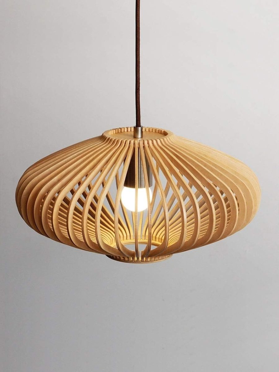 LÁMPARA DECORATIVA DE MADERA REJILLAS CURVEADAS COD.4275