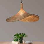 LÁMPARA DECORATIVA DE BAMBOO TIPO SOMBRERO DE PAJA MEDIANO  E27 730*450 COD.4286