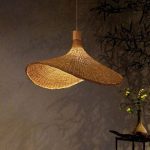 LÁMPARA DECORATIVA DE BAMBOO TIPO SOMBRERO DE PAJA MEDIANO  E27 730*450 COD.4286