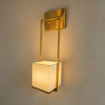 APLIQUE DEC  BRONCE RECTANGULAR TELA BLANCA E27 COD. 4138
