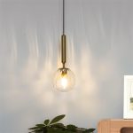 LÁMPARA DEC 1 GLOBO CLEAR CON SOCKET DORADO 1.2MT E27 COD. 4571