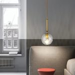 LÁMPARA DEC 1 GLOBO CLEAR CON SOCKET DORADO 1.2MT E27 COD. 4571