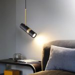 LÁMPARA DECORATIVA  TUBULAR NEGRA  CON DORADO 7W COD. 4567