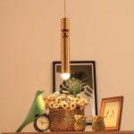 LÁMPARA DECORATIVA TUBULAR  DORADA LED INTEGRADO 3000K  COD. 4569