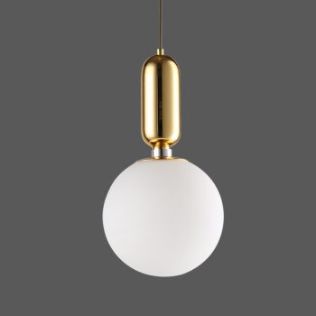 LÁMPARA DECORATIVA 1 GLOBO FROST CON CABLE DORADO 1.2MT E27 COD. 4570