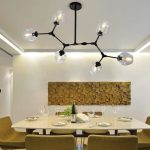 LÁMPARA DECORATIVA 6 TULIPANES AZUL BASES NEGRA Cod. 4574