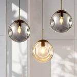 LAMPARA DECORATIVA 3 GLOBOS CON BACHES LATERALES  BRONZE, AMBAR + SMOKE GRAY E27 COD. 4517