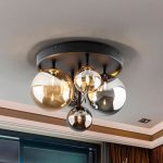 LÁMPARA DECORATIVA DE TECHO  BLAKC+SMOKE GRAY+AMBAR COD. 4493
