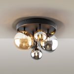 LÁMPARA DECORATIVA DE TECHO  BLAKC+SMOKE GRAY+AMBAR COD. 4493