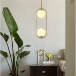LÁMPARA DECORATIVA ARO ELIPTICO DOS GLOBOS MILKS  COD.3506