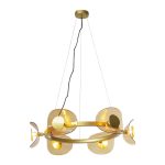 LÁMPARA DECORATIVA ARO DORADO 6 CRISTALES ÁMBAR COD.4490