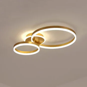 LÁMPARA DECORATIVA DE TECHO DOS AROS LED INTEGRADO DORADA COD.3853