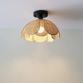 LÁMPARA DECORATIVA DE TECHO DE RATTAN TIPO FLOR COD.4612