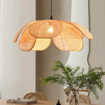 LÁMPARA DECORATIVA  FLOR RATTAN PLASTICO 60CM COD. 4600