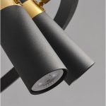 LÁMPARA DECORATIVA ARO Y 6 CILINDROS NEGROS CON DORADO LUZ COD.4057