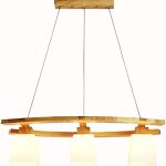 LÁMPARA DECORATIVA DOS BARRAS OVALADAS DE MADERA  3 CILINDRO FROST COD.3874