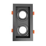 BASE PARA DICROICA DIRIGIBLE NEGRA PROFUNDA BORDE NEGRO DOBLE  RECTANGULAR  cod. 2740