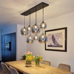 LÁMPARA DECORATIVA 7 GLOBOS BLACKSMOKE BARRA RECTANGULAR COD.2316