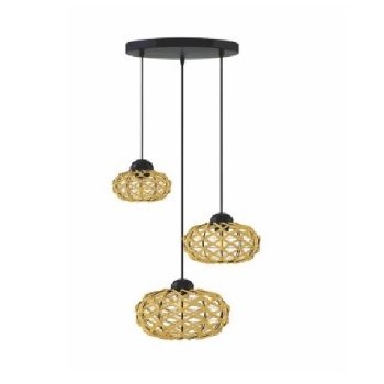 LÁMPARA DECORATIVA DE RATTAN 3 CIRCULOS BASE NEGRA CIRCULAR COD.2314
