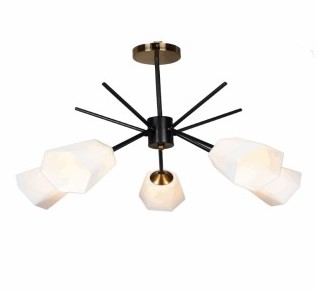 LÁMPARA DECORATIVA 6 GLOBOS FROST BRAZOS NEGROS COD.2312