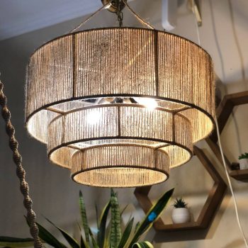 LÁMPARA DECORATIVA DE RATTAN CIRCULAR  3 CAPAS D500*H300 E27 COD.4651