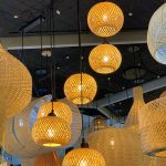 LÁMPARA DOBLE ALTURA DECORATIVA DE RATTAN 6 CIRCULOS COD.4642