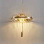 LÁMPARA DECORATIVA TIPO C ACHATADA 35CM  CRISTAL ÁMBAR Y DORADA COD.4089