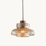 LÁMPARA DEC CRISTAL ANCHO CIRCULAR AMBAR  22*12cm 110V 3000K  P6733C RT COD.3408
