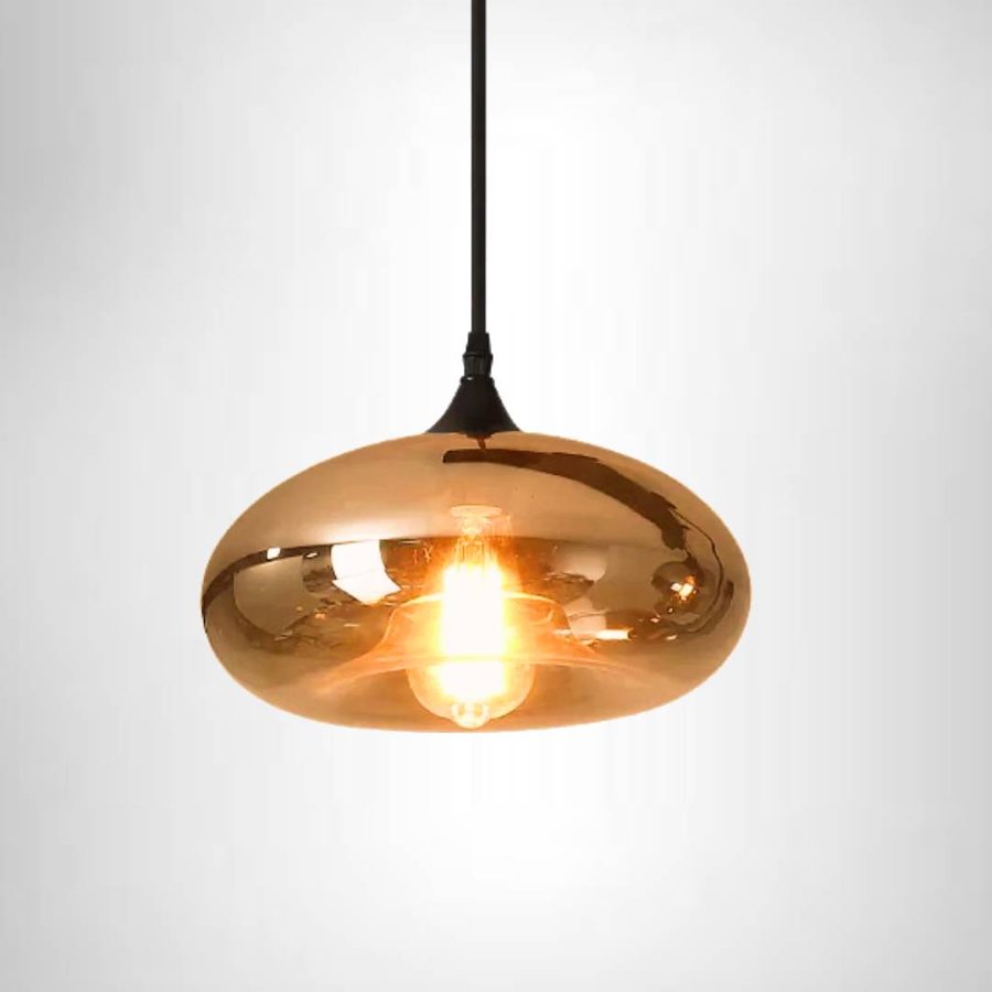 LÁMPARA DECRATIVA CRISTAL ANCHO  GLOBO ÁMBAR 28*14C COD. 4627