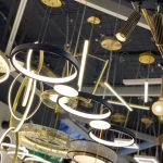 LÁMPARA DECORATIVABASE 3 AROS NEGROS LED INTEGRADO 110V 3000K L95CM  COD.3481
