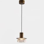 LÁMPARA DECORATIVA CILINDRO BRONCE CRISTAL ANCHO ÁMBAR 110V 3000K 15*14.5cm  COD.3404