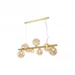 LÁMPARA DECORATIVA 9 GLOBOS AMBAR Y BRONCE Dia.93*H120cm G9COD.4624