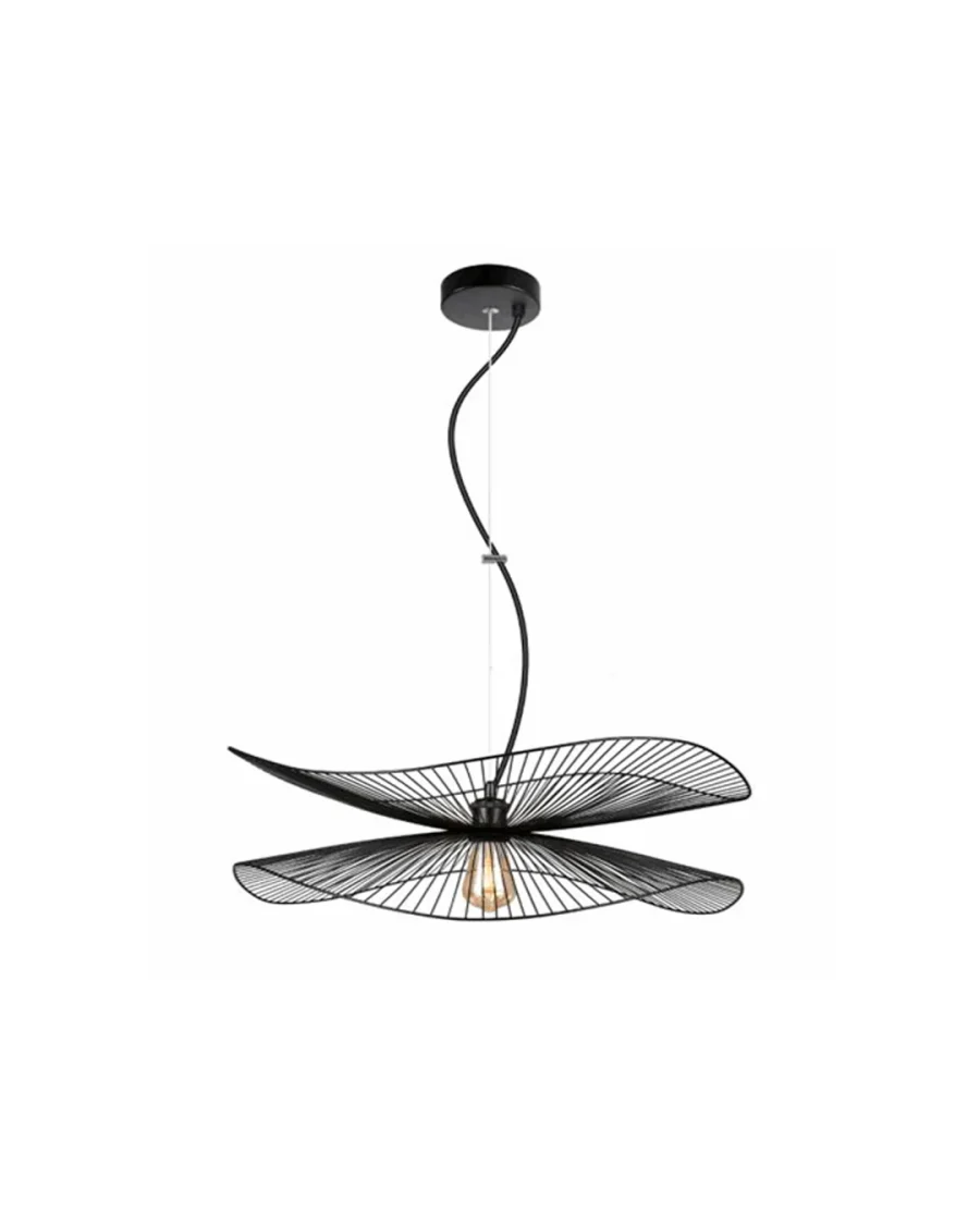 LÁMPARA DECORATIVA DE COLGAR TIPO DOS SOMBREROS NEGROS DE METAL E27 60CM*15CM COD.3571