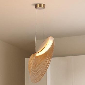 LÁMPARA COLGAR DE MADERA LED INTEGRADO 28W 3000K D80CM COD.3613