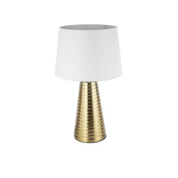 LÁMPARA DE MESA BASE BRONCE MAMPARA BLANCA E27 50cm*30cm COD.3695