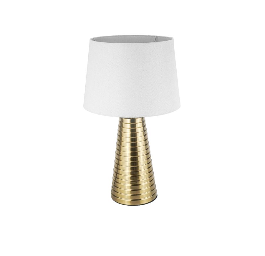 LÁMPARA DE MESA BASE BRONCE MAMPARA BLANCA E27 50cm*30cm COD.3695
