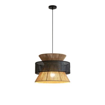 LÁMPARA DECORATIVA DE  RATTAN NEGRA EN MEDIO 50CM*38CM  E27 COD.4663